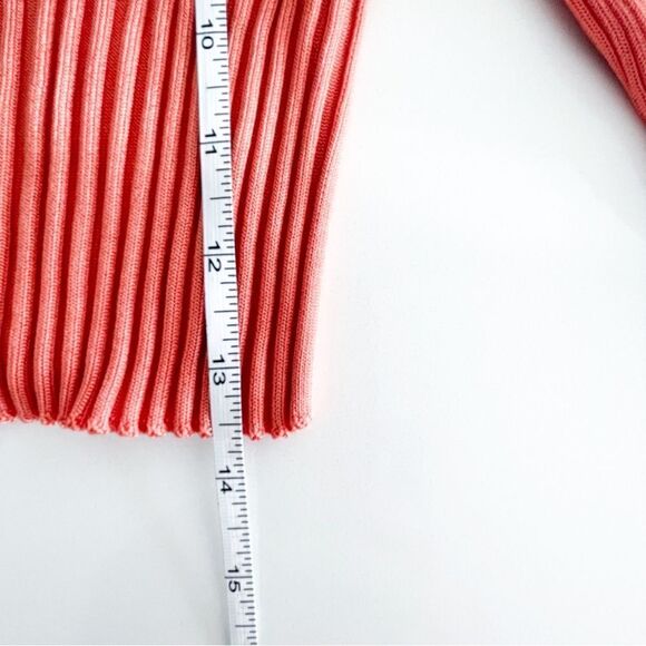 Ronny Kobo Laszlo Ribbed Crop Top Coral Orange Long Sleeve Women's M Stretchy - Picture 8 of 9